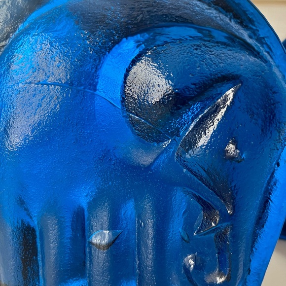 2  Vintage Blenko Glass Cobalt Blue Elephant Bookends by Joel Myers 1960's HEAVY - Picture 5 of 10